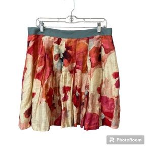 Ann Taylor LOFT floral watercolor linen blend skirt. Women’s size 10